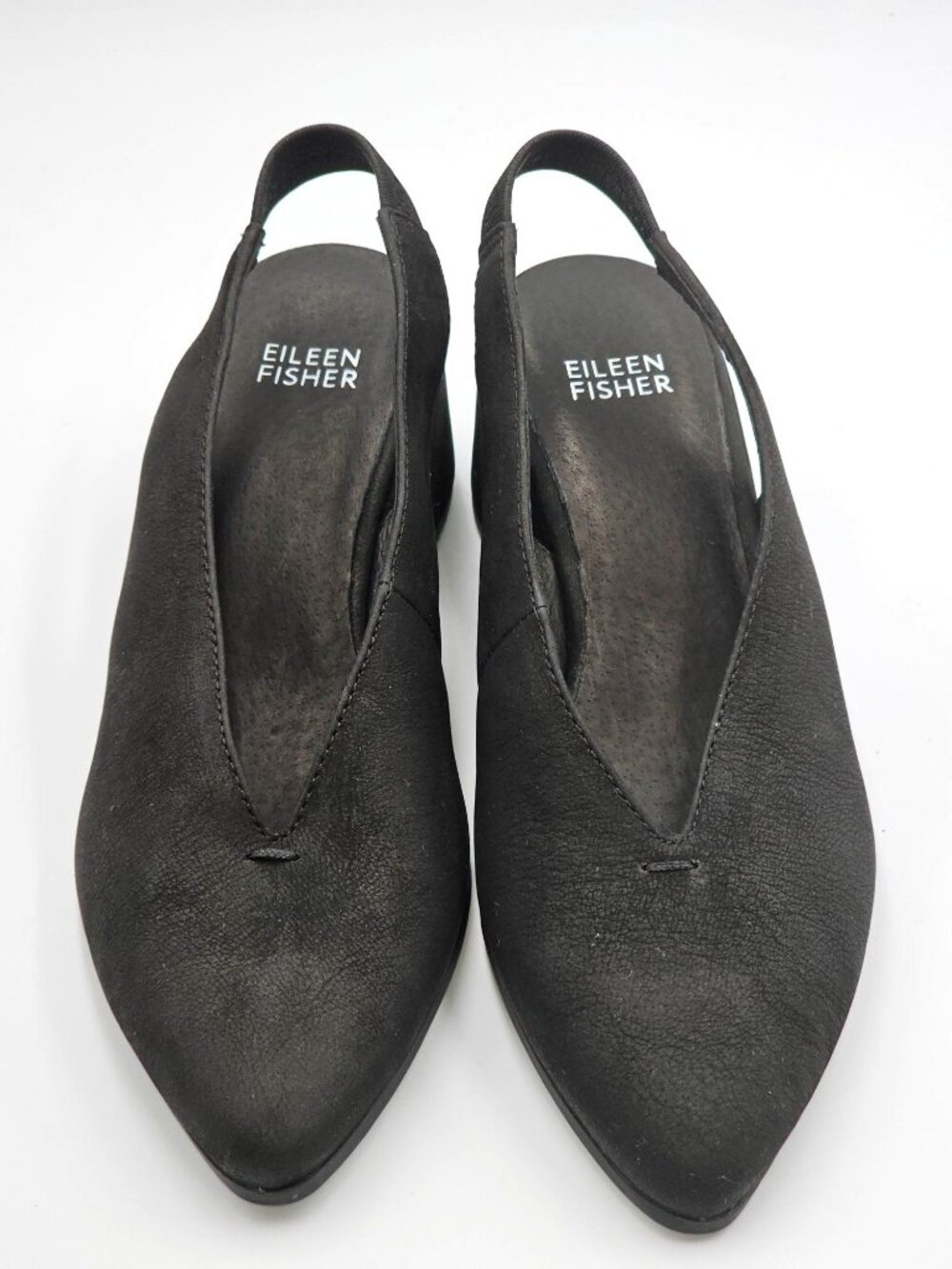 Eileen Fisher Womens Black Nubuck Leather Devi Tumbled Slingback Shoes Sz 6 2917 - Picture 9 of 16